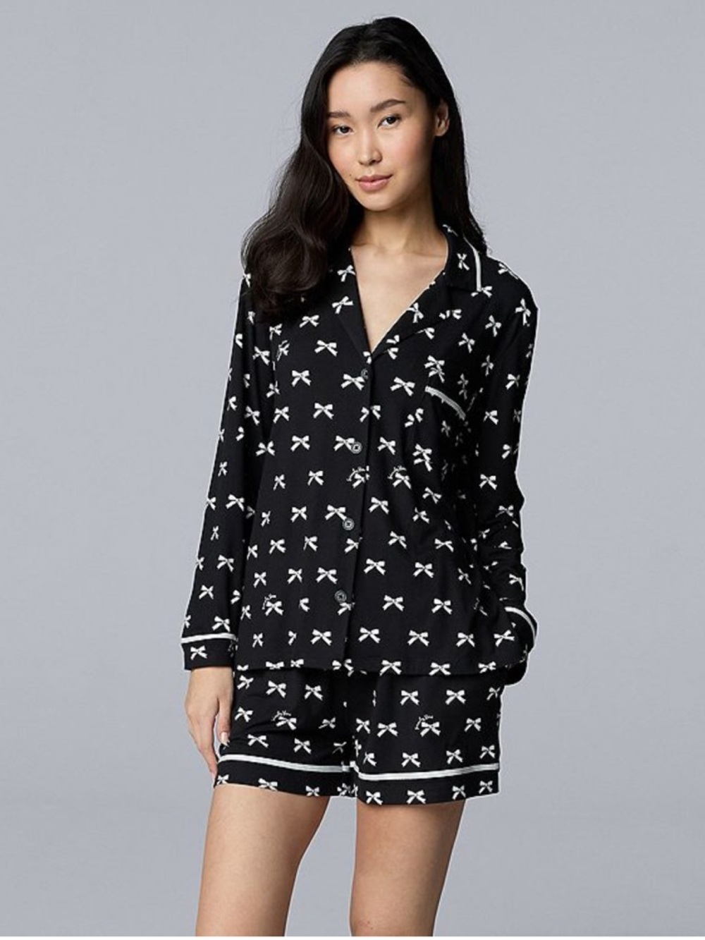 NWT Simply Vera Vera Wang Black and White Bow Themed Pajama Set- So Soft-XXL